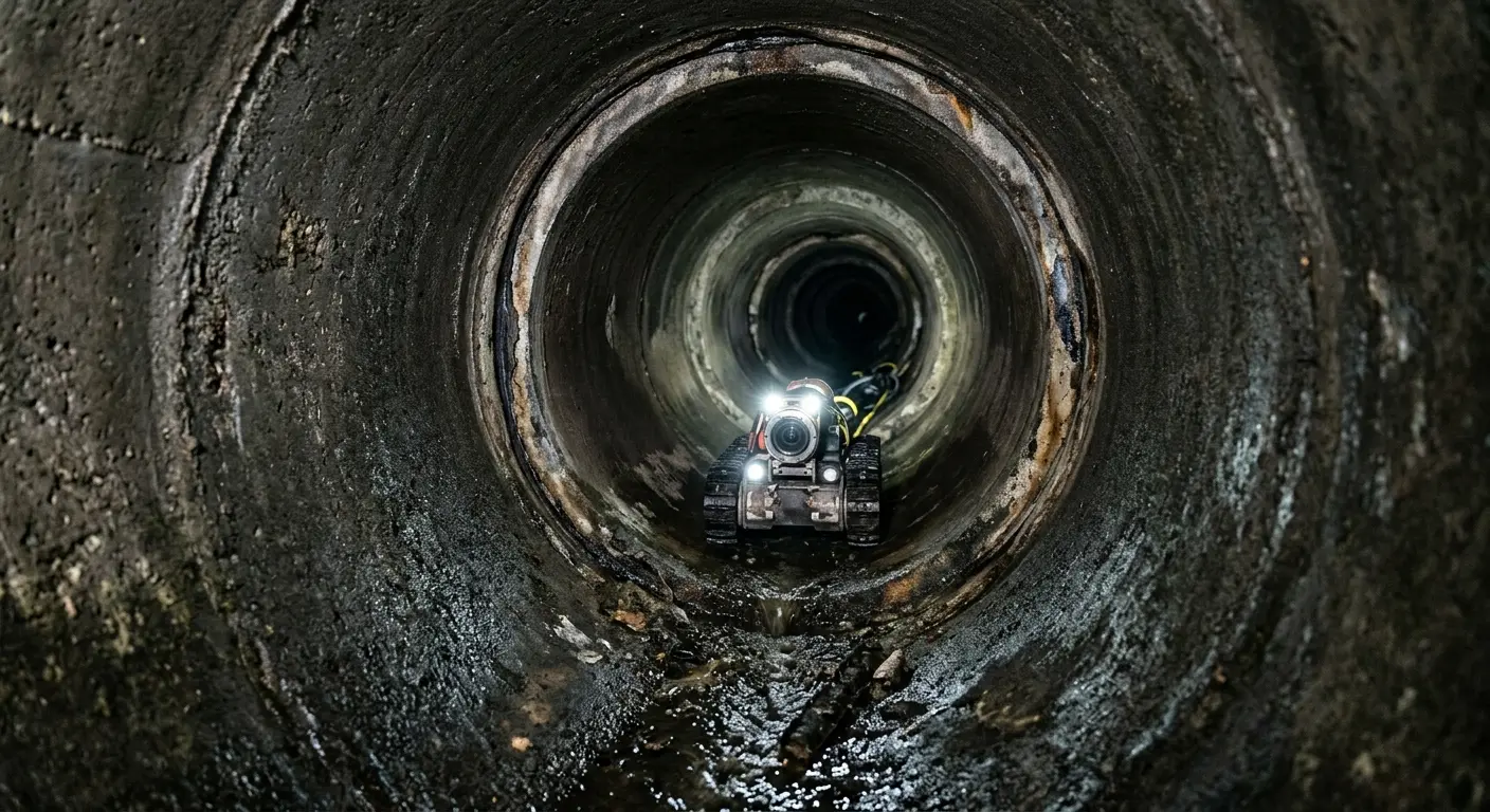 Robotic sewer camera inspecting pipe interior for Drain Snake Service in Parma